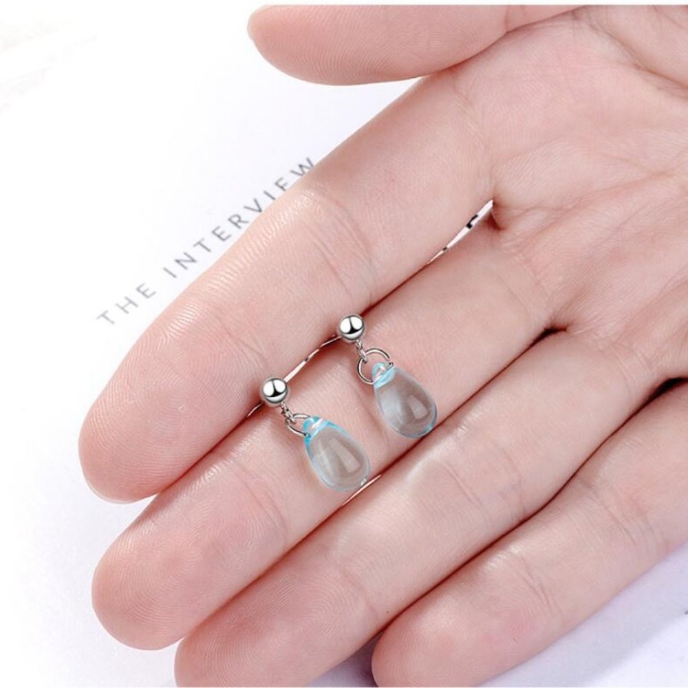 NEW 925 Sterling Silver Crystal Waterdrop Earrings - Picture 5 of 6